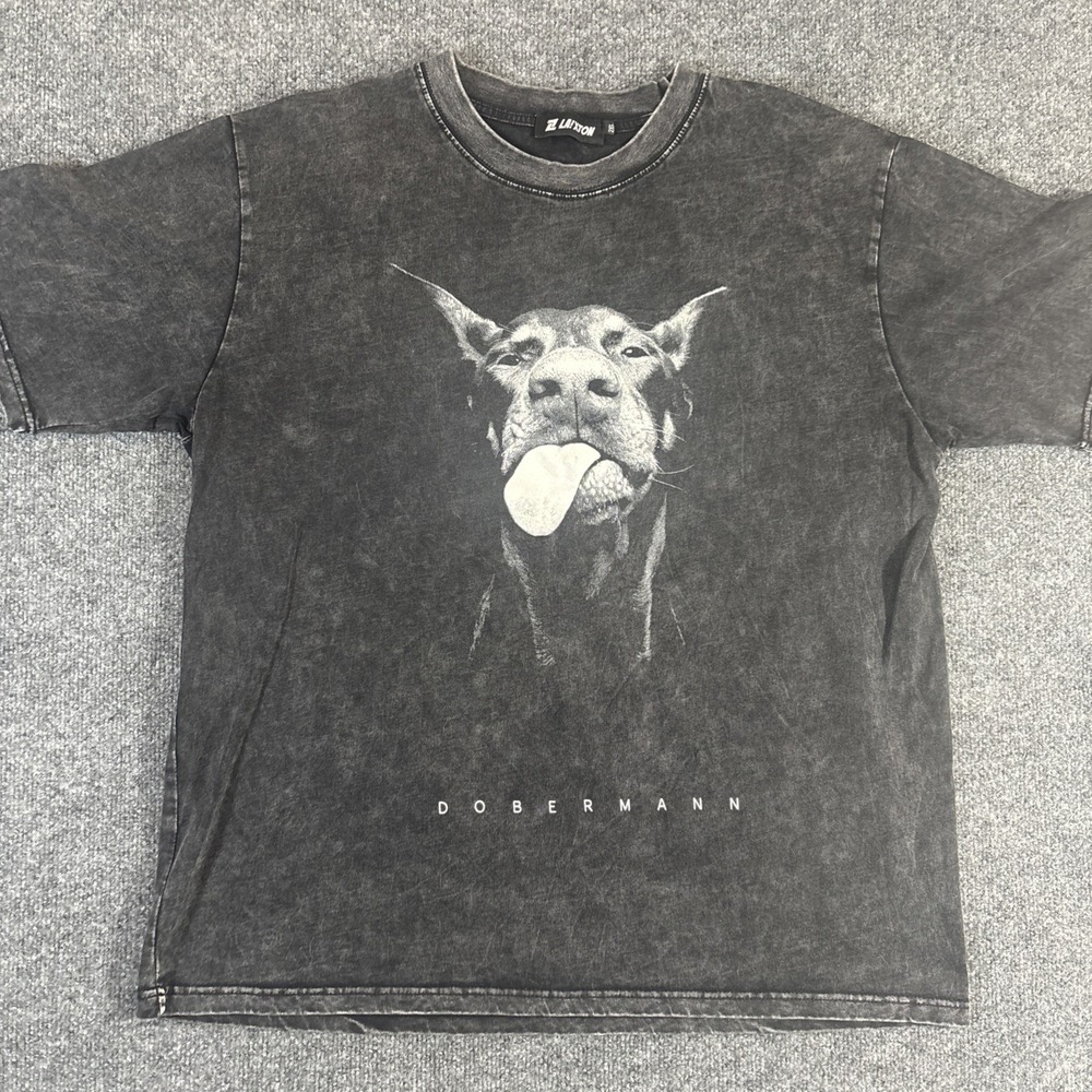 Laixton Vintage Style Doberman Dog Gray Oversized T-Shirt Mens Size 2XL